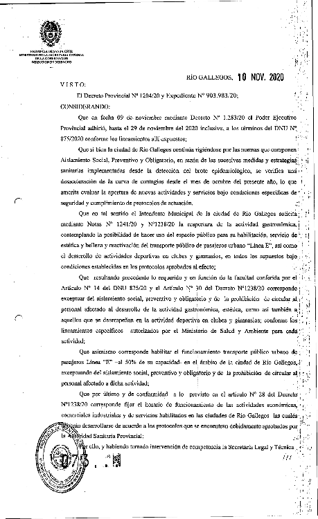 RESOLUCION 073 HORARIOS RIO GALLEGOS 10-11-20-1