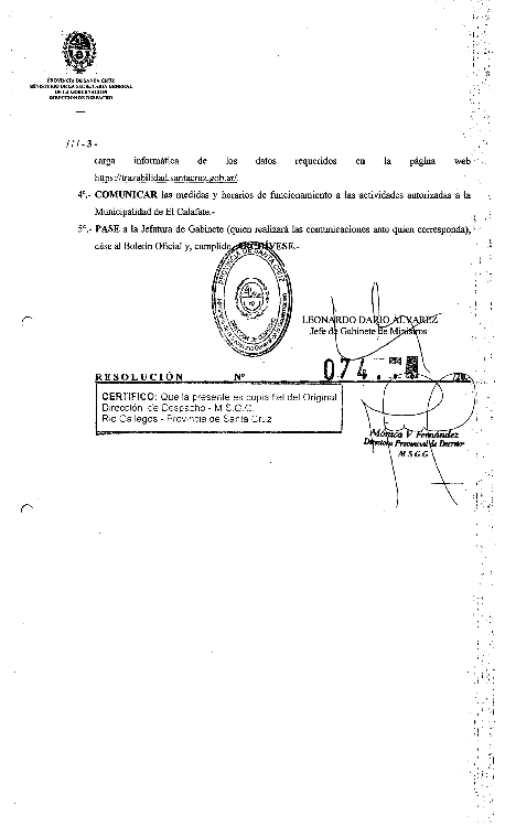 RESOLUCION 074 HORARIOS EL CALAFATE 10-11-20-3