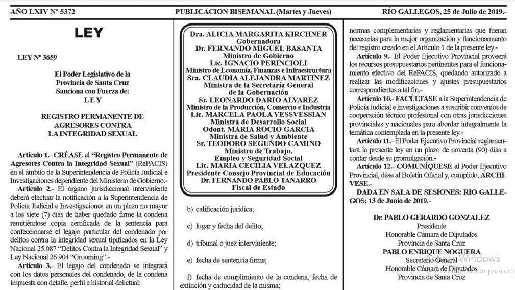 registro de agresores sexuales  