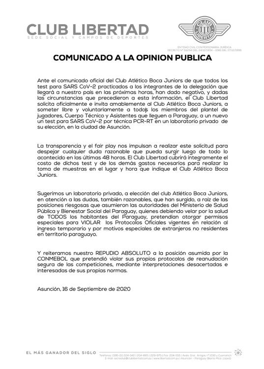 COMUNICADO LIBERTAD
