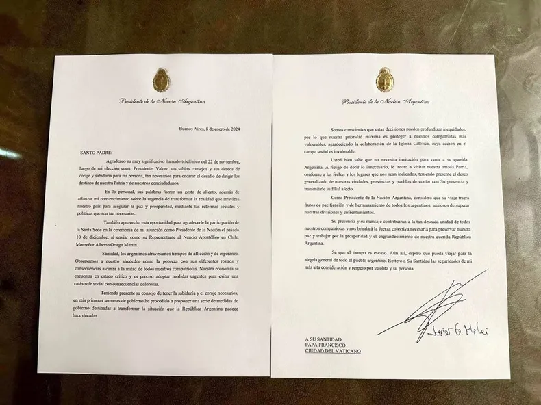 la-carta-al-papa-francisco-firmada-el-presidente-javier-milei